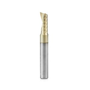 Amana Tool 51402-Z SC Spiral 'O' Single Flute, Aluminum Cutting 1/4 D x 5/8 CH x 1/4 SHK x 2 Inch Long Up-Cut ZrN Coated Router Bit with Mirror Finish