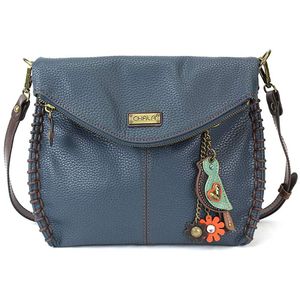 Chala - Bolso cruzado con solapa y llavero de metal en azul marino, cruzado o bolso de hombro