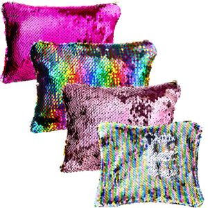 Tatuo - Bolsas de lentejuelas reversibles con purpurina para lápices, 4 unidades, varios colores