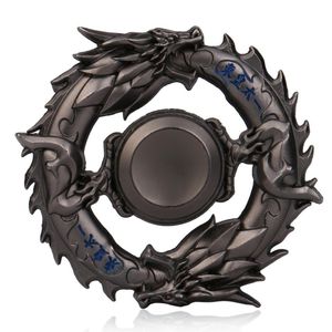 MTELE Fidget Spinner de metal para manos EDC ADHD Focus juguete ultra duradero de alta velocidad Alivio de la ansiedad, negro dragón chino