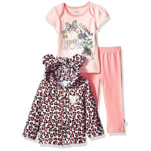 Disney, traje de 3 piezas para niñas con diseño de Minnie Mouse, con capucha