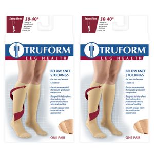 truform 30 – 40 de compresión mmHg rodilla alto medias blanco, 8845-3L 2PK, Beige, 1, 1