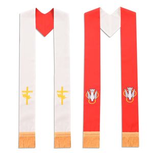 blessume Sacerdote estola reversible, color rojo y blanco