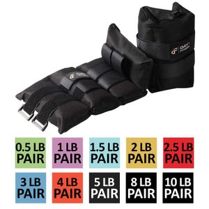 Tobillera de peso par por día 1 Fitness – 10 opciones de peso – 0.5 a 10 libras, juego de 2, correas ajustables – transpirables, correas de peso absor