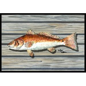Tesoros de la Caroline 8489-jmat pescado para interiores o exteriores de Pez Rojo Felpudo, 24" x 36," Multicolor
