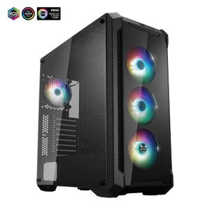 FSP E-ATX Mid Tower PC Gaming Case with 2 Translúcido Tempered Glass Panels, 4 Addressable RGB Fans, Asus & MSI Motherboard Sync (CMT520 Plus)
