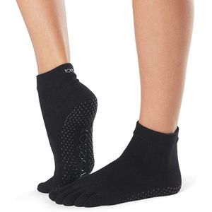ToeSox - Calcetines cortos de mujer con agarre de dedos, antiderrapante, para barré, ballet, pilates, yoga., negro, M