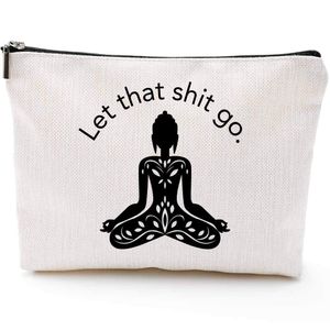 Regalos de yoga, deja que se vaya, divertidos regalos de yoga, bolsa de maquillaje, bolsa de almacenamiento – Zen regalo – Motivational Yoga regalos p