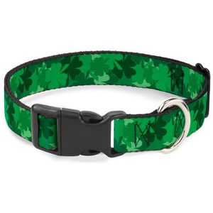 Buckle-Down 9-15" St. Pat'S Stacked Shamrocks Greens Plastic Clip Collar