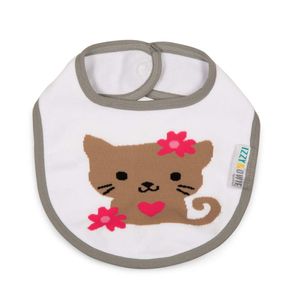 Izzy/owie Baby Girl Kitty Snap babero, color blanco/gris