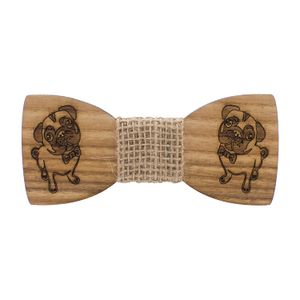Casa de madera de pajarita pajarita pug-dog corte láser material del yute PRE-TIED forma