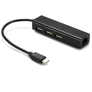 Type-c adaptador LAN 10/100 M Ethernet Red cableada y USB-C a 3 Port USB 2.0 Hub