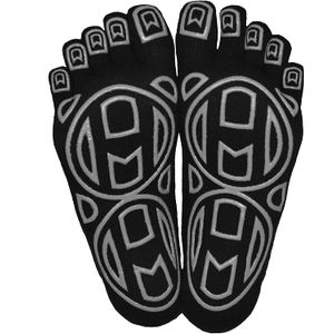 Mato & Hash 5-Toe ejercicio "descalzo sentir" Yoga calcetines del dedo del pie con nuevo Grip completa, paquete de 3 M/L, Negro / Gris