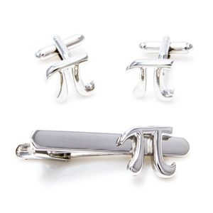 mrcuff Pi 3.1415 Math Gemelos Par de gemelos y Tie Bar Clip en presentación caja de regalo & Gamuza