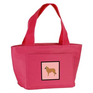 Tesoros de la Caroline bb3661pk-8808 Pastor Belga Checkerboard Rosa Bolsa para la merienda, grandes, multicolor