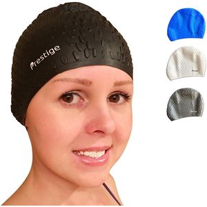 PREMIUM burbuja silicona – gorro de natación corto, mediano & Long Hair – Diseño de gotas de agua adecuado para hombres mujeres adultos niños niños ni