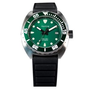 Pantor Sealion - Reloj automático de buceo para hombre (984.3 ft, 1.654 in, con válvula de helio, bisel giratorio, correa de goma), color zafiro