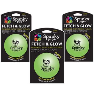 (3 Pack) Spunky cachorro Fetch y pelota de Glow – Grande [colores variar]