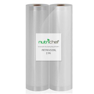 NutriChef – Bolsas de sellador al vacío, 2 unidades, 8 x 50 rollos de sellador de almacenamiento de alimentos de grado comercial, crea tu propia bolsa