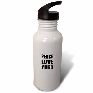 3dRose InspirationzStore Happiness is - Peace Love and Yoga - Things That Make me Happy - Yoga Enthusiast Gift - Flip Straw 21oz Water Bottle (wb_1849
