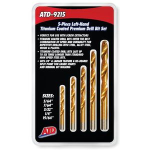 ATD Herramientas 9215 para zurdos con revestimiento de titanio – Juego de brocas HSS 5 pieza