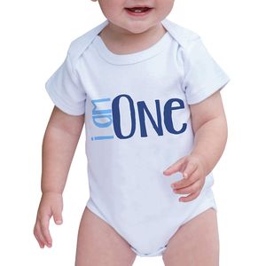 7 ate 9 Apparel Unisex Baby's Novelty I am One First Birthday Onepiece Outfit