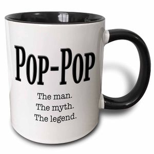3dRose diciendo para pop-pop – taza de dos tonos de negro, 11oz (taza _ 203237 _ 4), 11 oz, Negro/Blanco