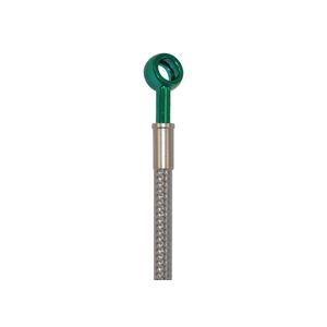 Pro pbf9645-sil-gre de frenado trenzada línea de freno frontal (Plata Manguera y inoxidable Banjos), color verde