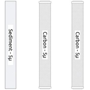 20-inch x 2.5-inch Slimline Kit de filtro de 3 etapas con sedimentos y dos filtros de bloque de carbón
