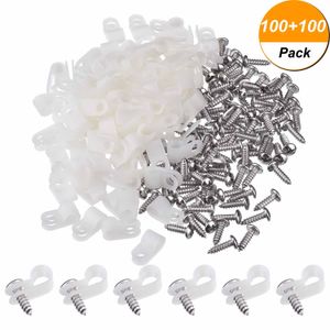 hicarer 100 Pack 1/4 inch R-Type Clip Cierre Cable Clamp Alambre Mango de Tornillo de montaje de aparatos eléctricos de nailon Clips con 100 unidades,