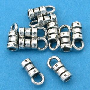 10 Plata Crimp Beads Fancy Cord extremos W bucle 2 mm NUEVO