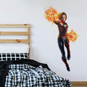 RoomMates RMK3947GM - Adhesivo decorativo para pared, diseño de capitán Marvel, color rojo, dorado y azul