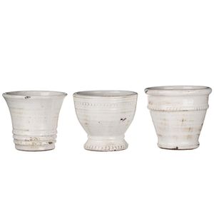 Sullivans Distressed Ollas, 5 inches Alto, Conjunto de 3 de cerámica (cm2585), color blanco