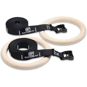 Anillos de madera para hacer gimnasia y ejercicios