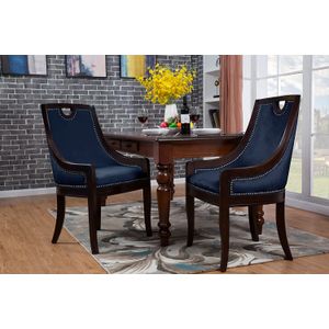 Iconic Home Owen Neo traditonal terciopelo Nailhead Side silla de comedor, Microfibra, Marino