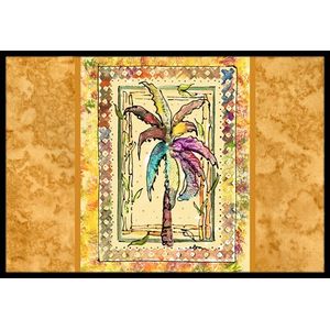 Tesoros de la Caroline 8614jmat Palm Árbol Felpudo Interior o Exterior, 24" x 36," Multicolor