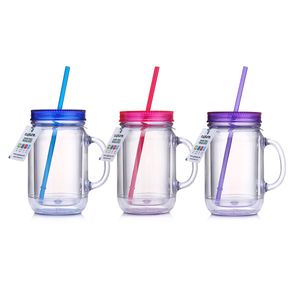 cupture Insulated de doble pared de plástico Mason Jar Vaso Taza – 20 oz, 3 Pack