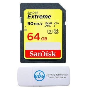SanDisk 64GB SDXC SD Extreme Memory Card Bundle Works with Canon EOS 77D, 80D, 70D, 6D, 60D Digital DSLR Camera 4K V30 U3 (SDSDXVE-064G-GNCIN) Plus (1