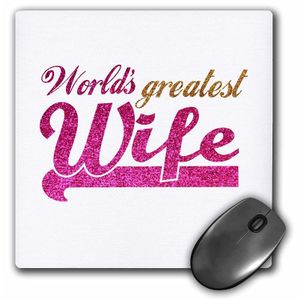 3dRose LLC 8 x 8 x 0.25 inches Mouse Pad, Worlds Greatest esposa Romántico matrimonio o aniversario de boda Regalos para su mejor esposa HOT PINK (MP