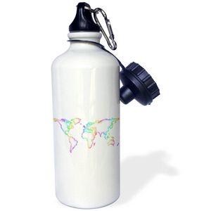 3dRose David Zydd – Mapa del mundo arcoíris – Botella de agua deportiva de 53,34 ml (wb_280106_1)