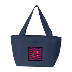 Tesoros de la Caroline cj1054-cna-8808 Letra C Chevron Yale Azul y carmesí Bolsa para la merienda, grandes, multicolor