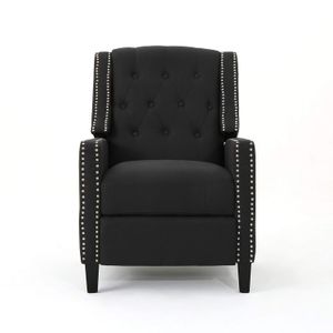 Silla Reclinable de Ingrid | perfecto para salón, oficina | Nail Head Accent | tapizado en tela de carbón oscuro