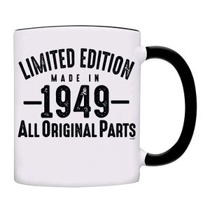 owndis 70º cumpleaños regalos Limited Edition fabricado en 1947 All Original Parts Taza de café, Negro