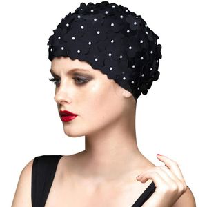BALNEAIRE - Gorro de natación para mujer, diseño floral, pelo largo, poliéster