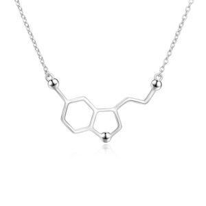 Serotonin - Collar de molécula de plata de ley con neurotransmisor, joyería química para amantes de la ciencia, plata de ley, US_JWEY_B0797KY2NP