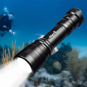 Odepro WD43 Pro Linterna de buceo 1050 lúmenes, resistente al agua, 656.2 ft, interruptor magnético trasero, 4 modos, linterna de buceo, luz de seguri