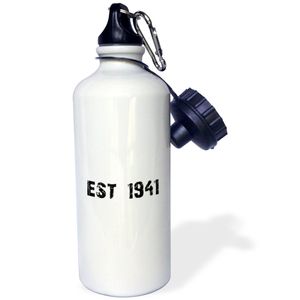 3dRose wb_161434_1"Grunge Est Established in 1941-Forties Baby Born Child of the 1940s-Personal custom birth year" Sports Water Bottle, 21 oz, White