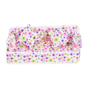Tinksky Lovely Muebles de miniatura Dollhouse Flor sofá de impresión sofá con 2 cojines para muñecas Barbie (Random Color)