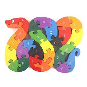 lovestown alfabeto Puzzle Bloques de construcción Animal Puzzle, de madera serpiente de madera de bloque de letras y números juguetes para juguetes de