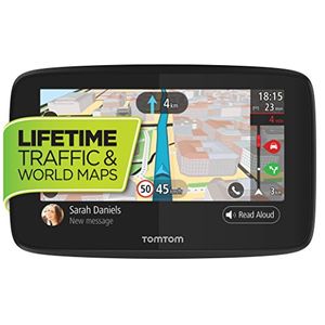 TomTom GO 520 Dispositivo de navegación GPS de 5 pulgadas con tráfico gratuito de por vida y mapas del mundo WifiConnectivity Teléfono inteligente Men